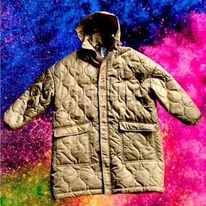 OVERSIZED dark flat gold quilted coat. Purposely fits as XL (sized xs).